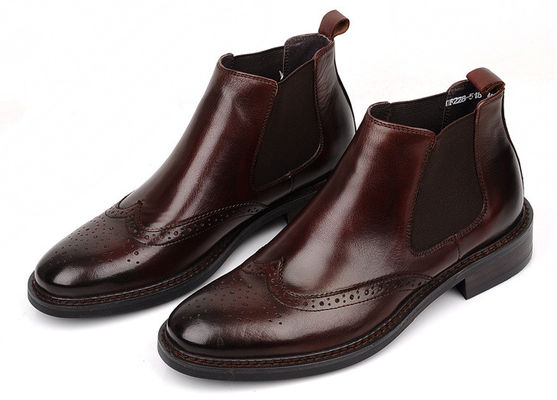 Brogue Style męskie buty kostkowe Slip On Full Grain Skóra rozmiar dostosowany