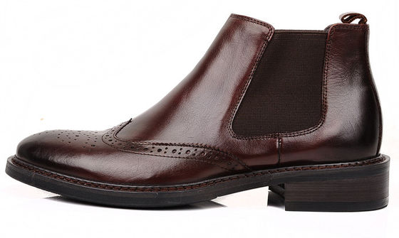 Brogue Style męskie buty kostkowe Slip On Full Grain Skóra rozmiar dostosowany