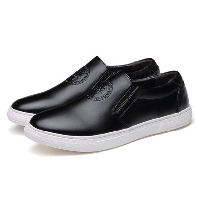 OEM ODM Mężczyźni Slip On Skórzane Sneakers Czarny / Brązowy Z Białą Sołą