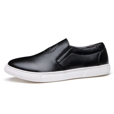 OEM ODM Mężczyźni Slip On Skórzane Sneakers Czarny / Brązowy Z Białą Sołą