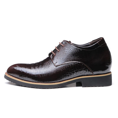 Wzrost niewidoczny 6cm Windacjuszowie buty Prawdziwa skóra Czarna sznurówka buty
