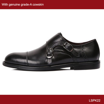 Czarne męskie buty Monk, Goodyear, skórzane buty z sznurkiem.