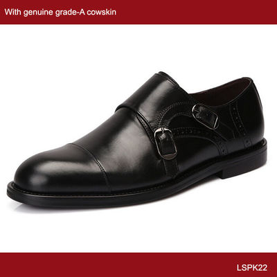 Czarne męskie buty Monk, Goodyear, skórzane buty z sznurkiem.