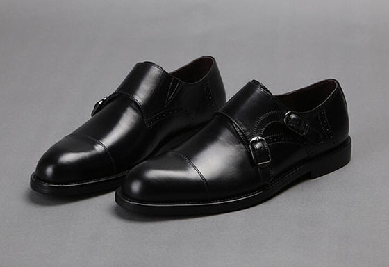 Czarne męskie buty Monk, Goodyear, skórzane buty z sznurkiem.