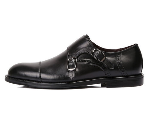 Czarne męskie buty Monk, Goodyear, skórzane buty z sznurkiem.