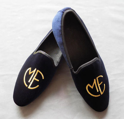 Stylowe wyświetlone męskie niebieskie zamszowe loafers, elegancja / moda aksamit Slip On Buty