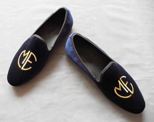 Stylowe wyświetlone męskie niebieskie zamszowe loafers, elegancja / moda aksamit Slip On Buty