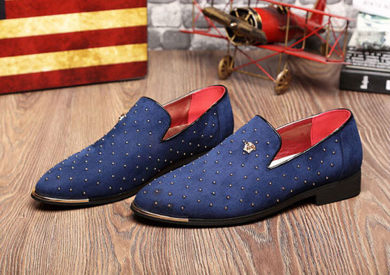 Slip On Casual Shoes Mężczyźni Niebieski / Czarny Custom z metalowymi nitami