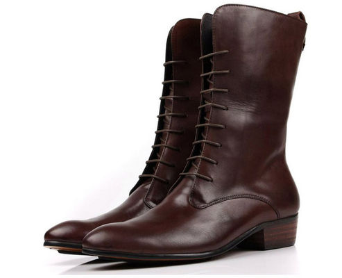 Biznesowe męskie buty kostkowe sznurówki na obcasy Bojowe buty kostkowe