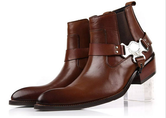 Styl męski buty kostkowe zimowe Slip On buty męskie z łańcuchem psychicznym