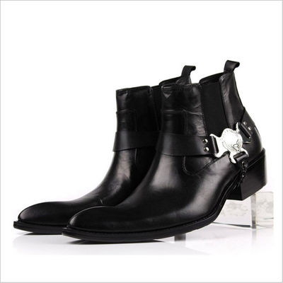 Styl męski buty kostkowe zimowe Slip On buty męskie z łańcuchem psychicznym