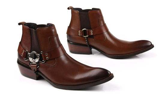 Styl męski buty kostkowe zimowe Slip On buty męskie z łańcuchem psychicznym
