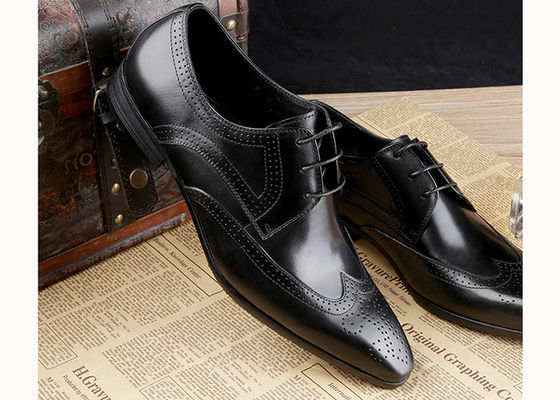 Oficjalne Oxford męskie buty Brogue krowie skóry prostych palców Klasyczne męskie buty