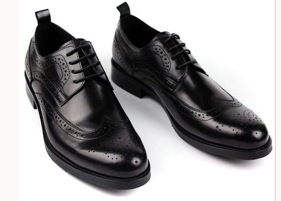 Wyższe krowie męskie skórzane buty Brogue, biznes Goodyear ręcznie wykonane buty