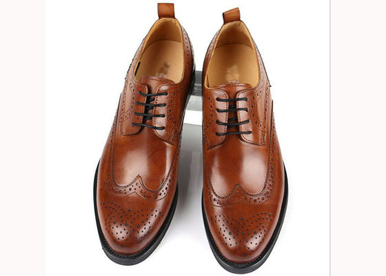 Wyższe krowie męskie skórzane buty Brogue, biznes Goodyear ręcznie wykonane buty