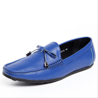 Casual Mens Leather Loafers Anti Sliding Moccasins Bow Tie Flat Shoes