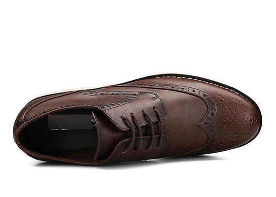 Logo Drukowane męskie Czarna skóra buty Derby Custom ręcznie Brown Casual buty