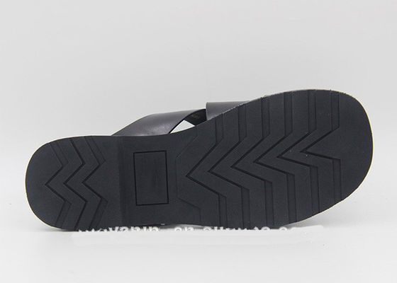 Modne męskie kapcie skórzane Flip Flops Czarne męskie letnie skórzane sandały
