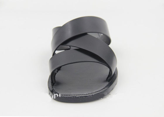 Modne męskie kapcie skórzane Flip Flops Czarne męskie letnie skórzane sandały