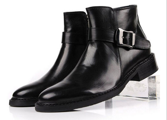 Styl brytyjski męski Czarne buty z nawiązaniem kostki personalizowane męskie buty z zipem
