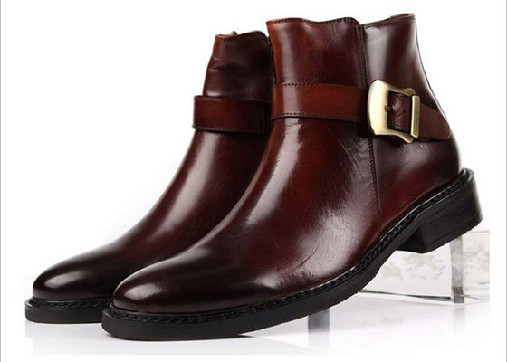 Styl brytyjski męski Czarne buty z nawiązaniem kostki personalizowane męskie buty z zipem
