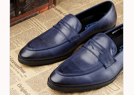 Luksusowe męskie buty skórzane Oxford męskie buty niebieskie Brogue na imprezę / wesele