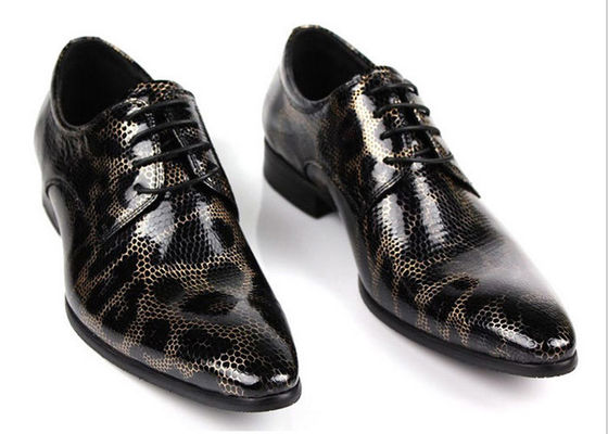 Krokodyl Styl męski Czarne Buty Brogue, Moda Nocny Klub Prawdziwe Buty Zmiane