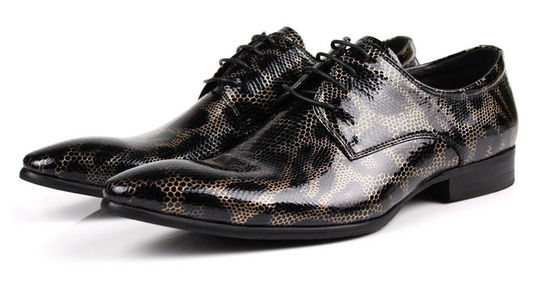 Krokodyl Styl męski Czarne Buty Brogue, Moda Nocny Klub Prawdziwe Buty Zmiane