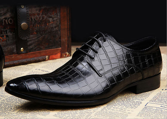Embossing Design Mens Patent Skórzane Buty Sukienki Czarne Sznurówki