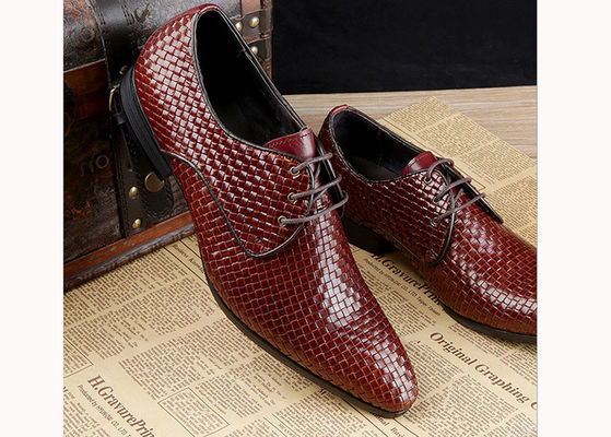 Mężczyźni Burgundii buty sukienkowe Vintage włoski Goodyear Welted pełnoziarniste buty skórzane