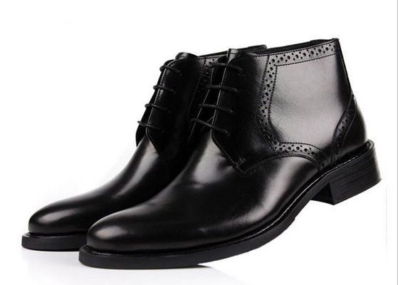 Full Grain Leather Men Ankle Boots Round Toe Brown / Black Army Style Boots (Boty z kością pełnego ziarna dla mężczyzn)