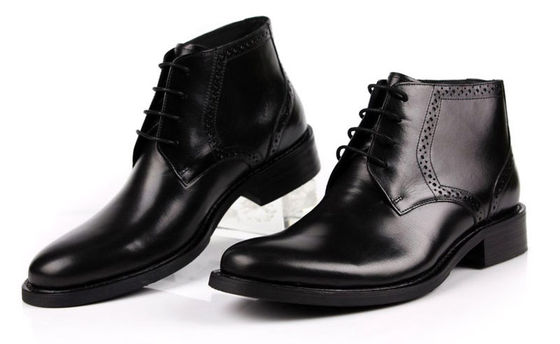 Full Grain Leather Men Ankle Boots Round Toe Brown / Black Army Style Boots (Boty z kością pełnego ziarna dla mężczyzn)