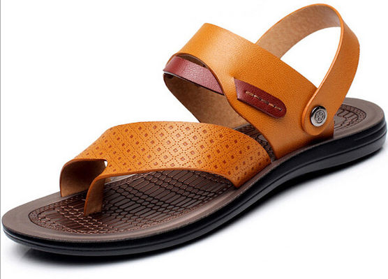 Ręcznie wykonane miękkie sandały na plaży, brązowe męskie Slip On Sandaly na plażę na lato