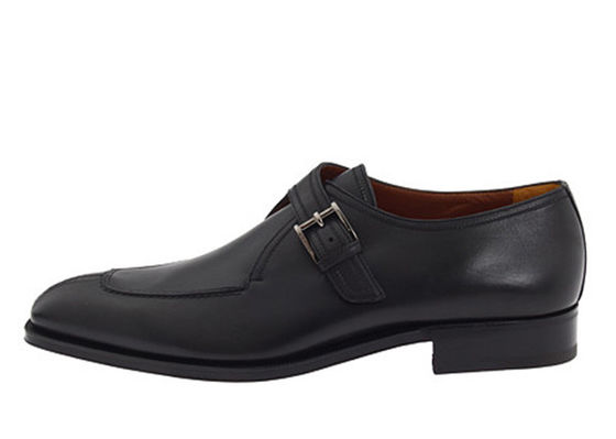Czarna, prawdziwa skóra, ręcznie wykonana, buty z paskami, męskie buty z paskami.