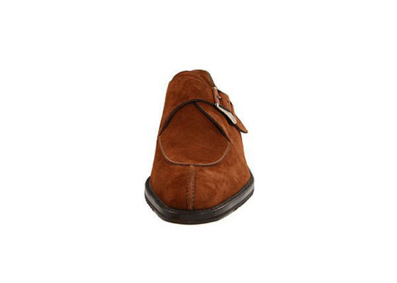 Ręcznie wykonane męskie, brązowe, skórzane buty Brogue, Goodyear męskie, monk strap dress.