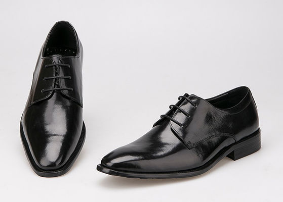 Płaskie męskie buty z formalną sukienką czarna prawdziwa skóra sznurówki buty do biura biznesowego