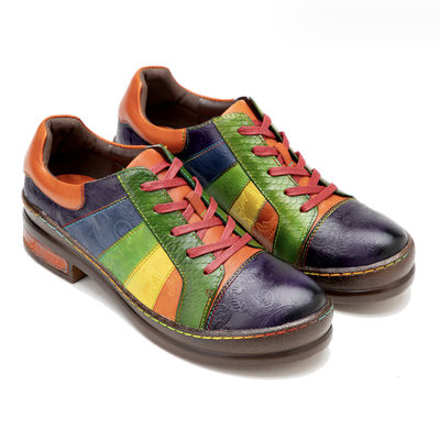 Casual Hand Polished Rainbow Flat Shoes Klasyczne damskie skórzane buty