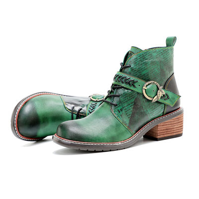 Styl Retro Casual Kobietowe buty skórzane niskie obcasy