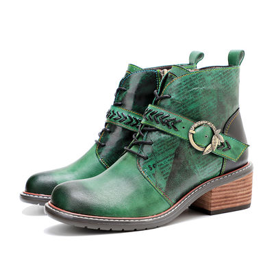 Styl Retro Casual Kobietowe buty skórzane niskie obcasy