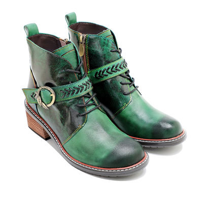 Styl Retro Casual Kobietowe buty skórzane niskie obcasy
