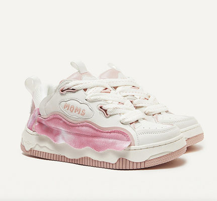 Sznurówki Kobiety Skórzane Sneakerki Casual Gęste Podeszwy Casual
