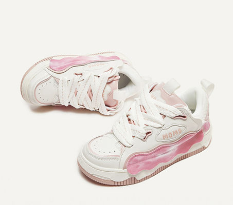 Sznurówki Kobiety Skórzane Sneakerki Casual Gęste Podeszwy Casual