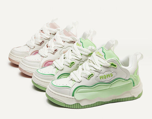 Sznurówki Kobiety Skórzane Sneakerki Casual Gęste Podeszwy Casual