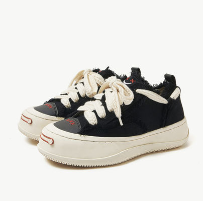 Białe / Czarne Trenerki Oddychające Damskie Sneakerki z płótna