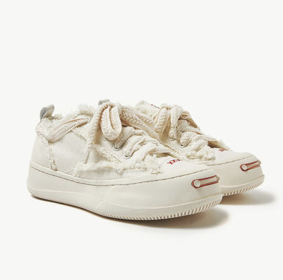 Białe / Czarne Trenerki Oddychające Damskie Sneakerki z płótna