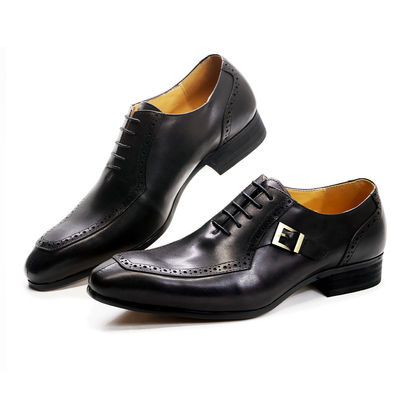 Embossing Patent Skóra Mężczyźni Strój formalny Buty Brązowe ODM zatwierdzone