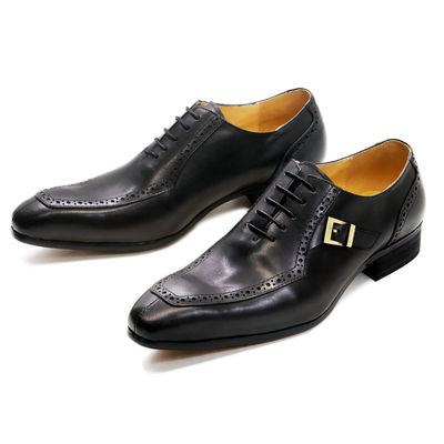 Embossing Patent Skóra Mężczyźni Strój formalny Buty Brązowe ODM zatwierdzone