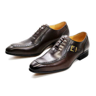 Embossing Patent Skóra Mężczyźni Strój formalny Buty Brązowe ODM zatwierdzone