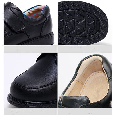 Buty szkolne unisex ze skóry Czarne rozmiar 26-45 Obcasy płaskie ze skórą