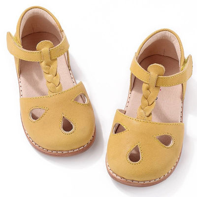 Krągłe buty skórzane buty szkolne Żółta skóra Cute baby shoes